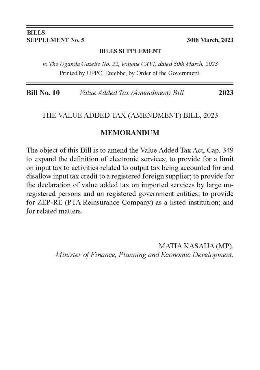 Value Added Tax (Amendment) Bill 2023 – Tax Justice Alliance Uganda