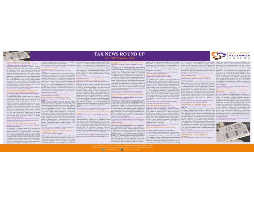 Tax News Round Up 1st September to 15th September 2022