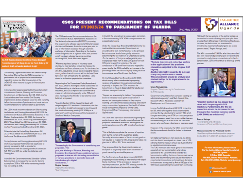 CSOs Present Position on Tax Bills FY2023/24 to Parliament