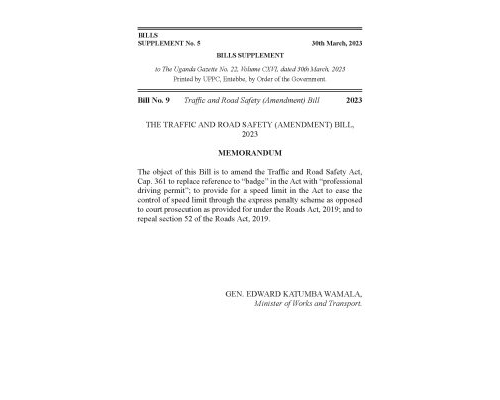 Traffic and Road Safety (Amendment) Bill 2023
