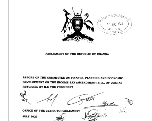 Report on the Income Tax (Amendment) Bill, of 2023 as Returned by H.E