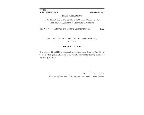 Lotteries and Gaming (Amendment) Bill 2023