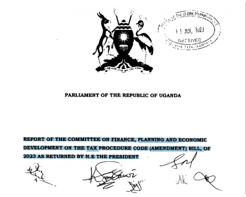 REPORT OF THE COMMITTEE ON FINANCE, PLANNING ANDD ECONOMIC DEVELOPMENT ON THE TAX PROCEDURE CODE (AMENDMENT BILL, OF 2023 AS RETTURNED BY H.E THE PRESIDENT