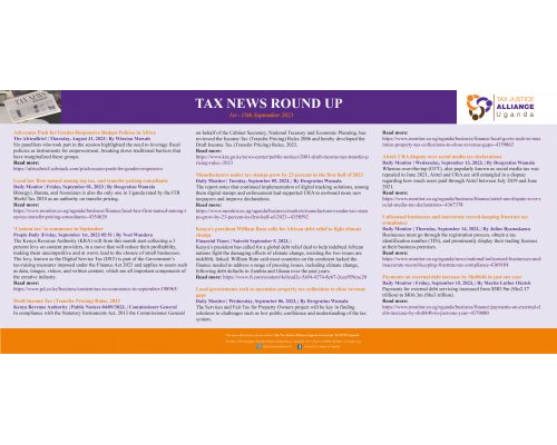 Tax Round up 1st – 15th September 2023